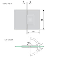 120x120cm Corner Frameless Shower Screen with Chrome Brackets and SS Hinges, Round Handle