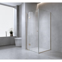 100x80cm Corner Frameless Shower Screen with Chrome Channel and Brass Hinges