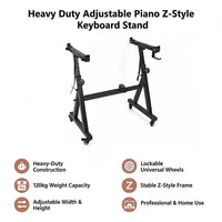 Z-Style Keyboard Stand – Heavy Duty Adjustable Piano Stand for Digital Keyboards & Portable Use