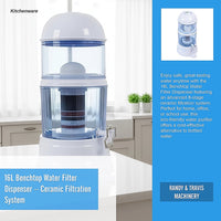 16L Benchtop Water Filter Dispenser – Ceramic Filtration System
