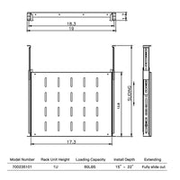 Sliding Rack Server Shelf For Rack 1U 19" 4 Post Rack Mount-Adjustable 15"-22"