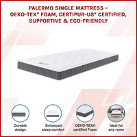 PALERMO Single Memory Foam Mattress - OEKO-TEX & CertiPUR-US Certified