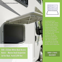 606 x 353mm White Boat Access Hatch – Marine Deck Inspection Lid for Boat, Yacht & RV Use