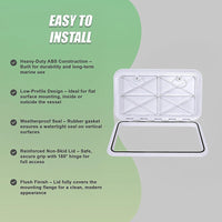 606 x 353mm White Boat Access Hatch – Marine Deck Inspection Lid for Boat, Yacht & RV Use