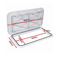 606 x 353mm White Boat Access Hatch – Marine Deck Inspection Lid for Boat, Yacht & RV Use