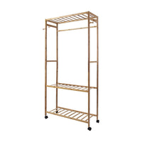 Wooden Clothes Rail with Shelves & Wheels – Open Wardrobe Rack Stand