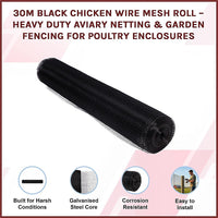 30m Black Chicken Wire Mesh Roll – Heavy Duty Aviary Netting & Garden Fencing for Poultry Enclosures