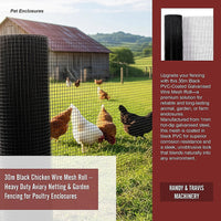 30m Black Chicken Wire Mesh Roll – Heavy Duty Aviary Netting & Garden Fencing for Poultry Enclosures