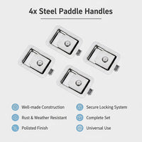 4 x Toolbox Lock Steel Paddle Handles – Heavy Duty Trailer Door Latch Set for Ute & Tool Cabinets