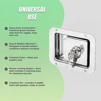 4 x Toolbox Lock Steel Paddle Handles – Heavy Duty Trailer Door Latch Set for Ute & Tool Cabinets