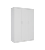 3 Door White Gloss Wardrobe – White Handles, Hanging Rail & Shelves