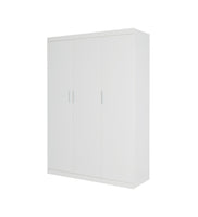 3 Door White Gloss Wardrobe – White Handles, Hanging Rail & Shelves