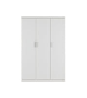 3 Door White Gloss Wardrobe – White Handles, Hanging Rail & Shelves