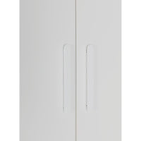 3 Door White Wardrobe – White Handles, Hanging Rail & Shelves