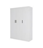 3 Door White Gloss Wardrobe – Black Handles, Hanging Rail & Shelves