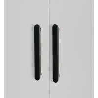 3 Door White Wardrobe – Black Handles, Hanging Rail & Shelves
