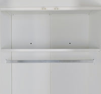4 Door Wardrobe in White Gloss – Hanging Rail, Shelves & Black Handles