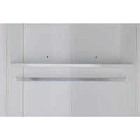 4 Door White Wardrobe Cabinet – Hanging Rail, Shelves & Gold Handles