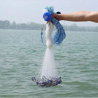 3m Nylon Fishing Cast Net – Quick Throw Mesh with Chain Weights & Drawstring