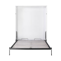 Queen Wall Bed in White – Space Saving Murphy Bed Kit with Silver Door Handle