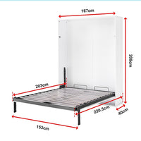 Queen Wall Bed in White – Space Saving Murphy Bed Kit with Silver Door Handle