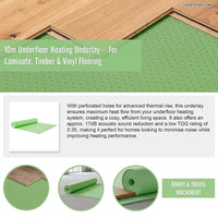 10m Underfloor Heating Underlay – For Laminate, Timber & Vinyl Flooring