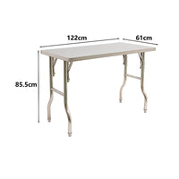 Stainless Steel Kitchen Bench Folding Commercial Prep Work Table 122x61cm