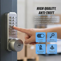 Mechanical Keyless Door Lock with Handle for Garage Office