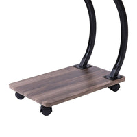 C-Shaped Corner End Table with Wheels Sofa Side