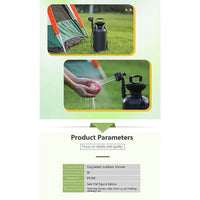 Portable 12L Camping Shower - 10 Spray Modes & Lock Switch