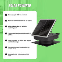 30W Solar Roof Vent Fan Exhaust Attic Ventilation for Home Garage Van