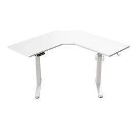 Sit Stand Corner Desk L Shaped Height Adjustable Electric Motorised Computer Table White for Home Office Gaming