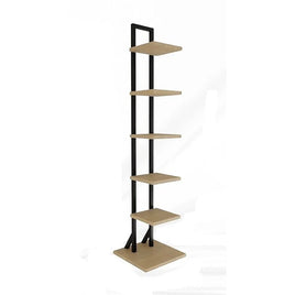 Bookshelf 6 Tier Corner Storage Rack Floor Standing Or Wall Mounted Bookcase Black Display Shelf For Living Room Organisation