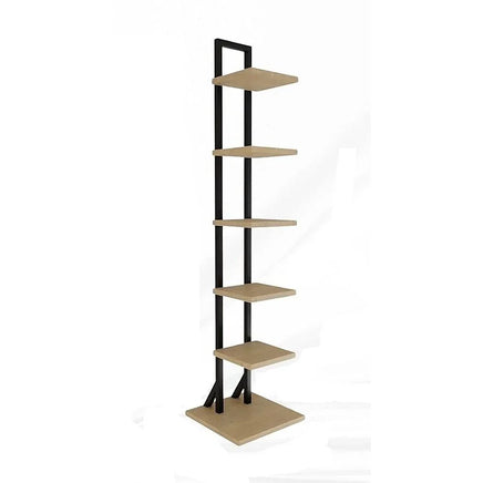 Bookshelf 6 Tier Corner Storage Rack Floor Standing Or Wall Mounted Bookcase Black Display Shelf For Living Room Organisation
