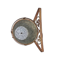 Arty Owl w Galvanised Pot Planter 23cm