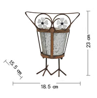 Arty Owl w Galvanised Pot Planter 23cm