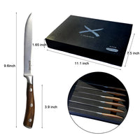 ASMOKE STEAK KNIFE SET OF 4, PAKKAWOOD HANDLE