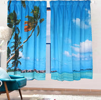 Sea View 3D Printing Blockout Curtains 2x130x160cm PINCH PLEAT Fabric Seascape