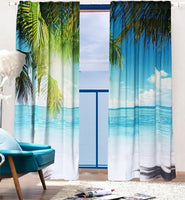 Sea View 3D Printing Blockout Curtains 260x213cm PINCH PLEAT Fabric Seascape