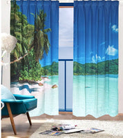 Sea View 3D Printing Blockout Curtains 260x213cm PINCH PLEAT Fabric Seascape