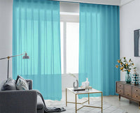 2 Sheer Voile Curtains 544cm x 230cm Drop+Hooks Pinch Pleat  + Hooks, Lake Blue