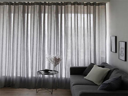 2 Long drop Sheer Voile Curtains 590cm wide 270cm Drop +Hooks Pinch Pleat  Black