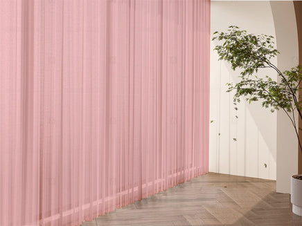 2 Long drop Sheer Voile Curtains 590cm wide 270cm Drop Pinch Pleat+30 Hook, Pink
