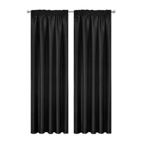 Blockout Curtains 2pcs 137x160cm PINCH PLEAT Blackout High Level Fabric Black