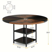 NNETMLT Round Dining Table - Rustic Brown & Black