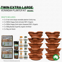 Twin 5 Tier Extra Large Verandah Planter Garden Kit (Inc Coir, A & B Nutrient and Bardee Superfly Organic Booster)  - Charcoal