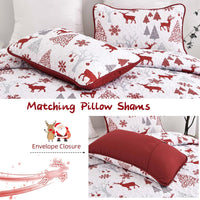 Snowflake Pattern nordic Christmas Queen Bedspread Set