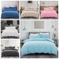 100% cotton Premium Doona Duvet Quilt Cover Set with Soft Pillowcases - Blue-Queen