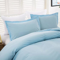 100% cotton Premium Doona Duvet Quilt Cover Set with Soft Pillowcases - Aqua-Queen