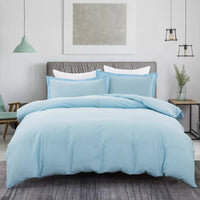 100% cotton Premium Doona Duvet Quilt Cover Set with Soft Pillowcases - Aqua-Super King